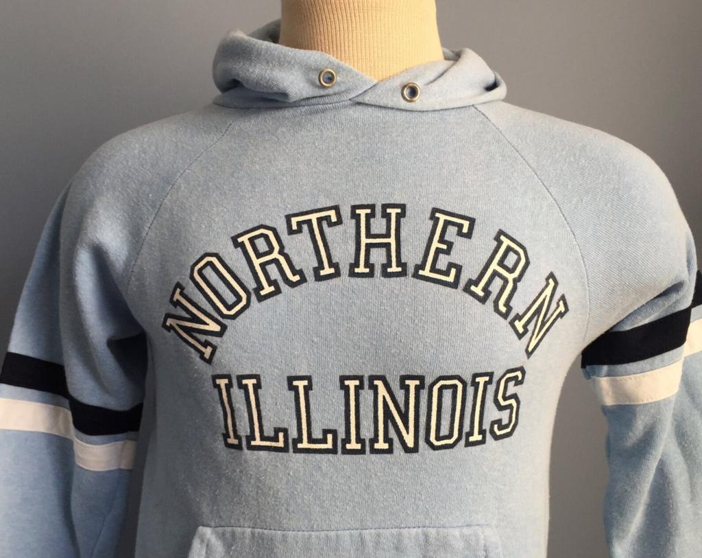 80s Vintage Northern Illinois Huskies University NIU ncaa college hooded Sweatshirt - XS X-SMALL