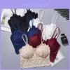 Top Cropped Bralette Floral de Renda Sem Costas Feminino com Conforto Acolchoado**