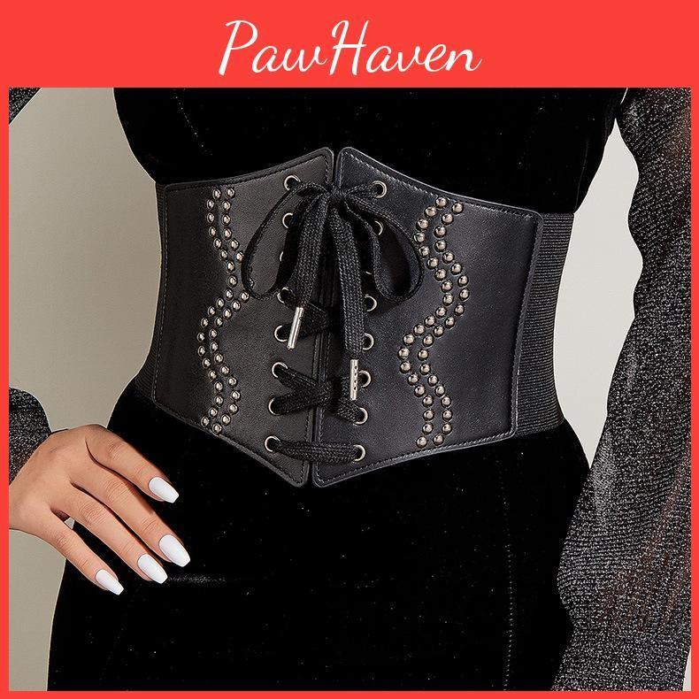 And Fashionable Rivet Strap Design Women Elastic Waistband For Dressing Dress