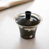 125ml Pó Yin Verde Oliva Gato da Sorte Pintado à Mão Gaiwan Tigela de Chá Zen com Tampa Kit Tampa de Preparo de Chá Conjunto de Chá
