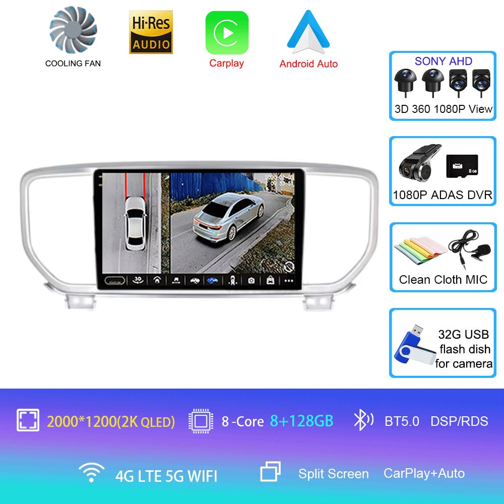 For Kia Sportage 4 QL 2018 - 2022 Car Radio Android 14 Carplay Navigation GPS Multimedia Player stereo wifi+4G Auto BT 360Camera