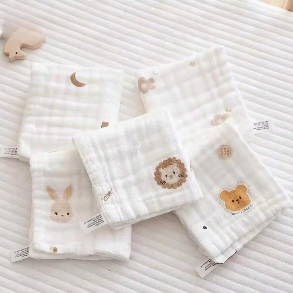 2PCS Embroidery Design Burp Cloth Small Square Newborn Bib Absorbent Baby Saliva Towels For Toddler