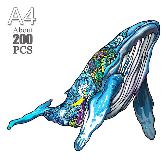 Whale 3d Jigsaw Wooden Animal Puzzles Toys Underwater World Fish Unique Puzzle Gift Interactive Games Educational Toy