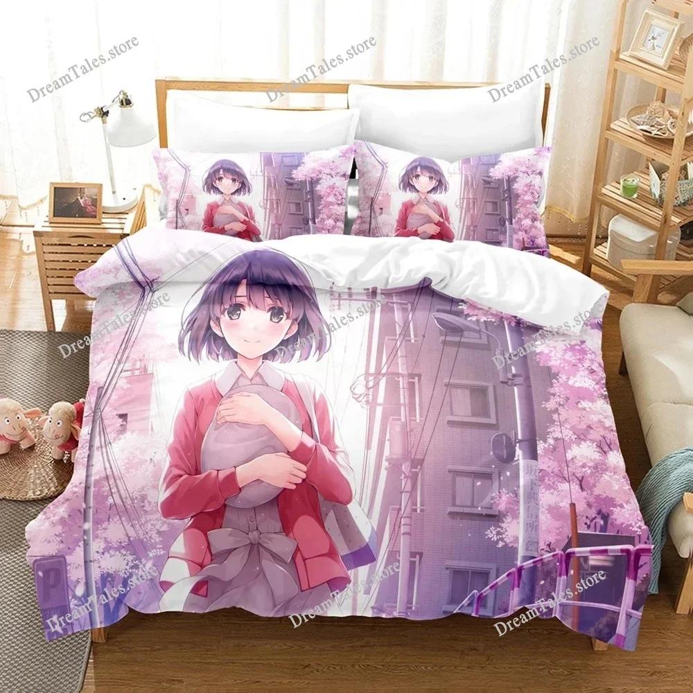 3D Printed Anime Saekano Megumi Eriri Bedding Set Duvet Cover Bedroom Comforter Single Twin King _Size Quilt Cover Home Textiles