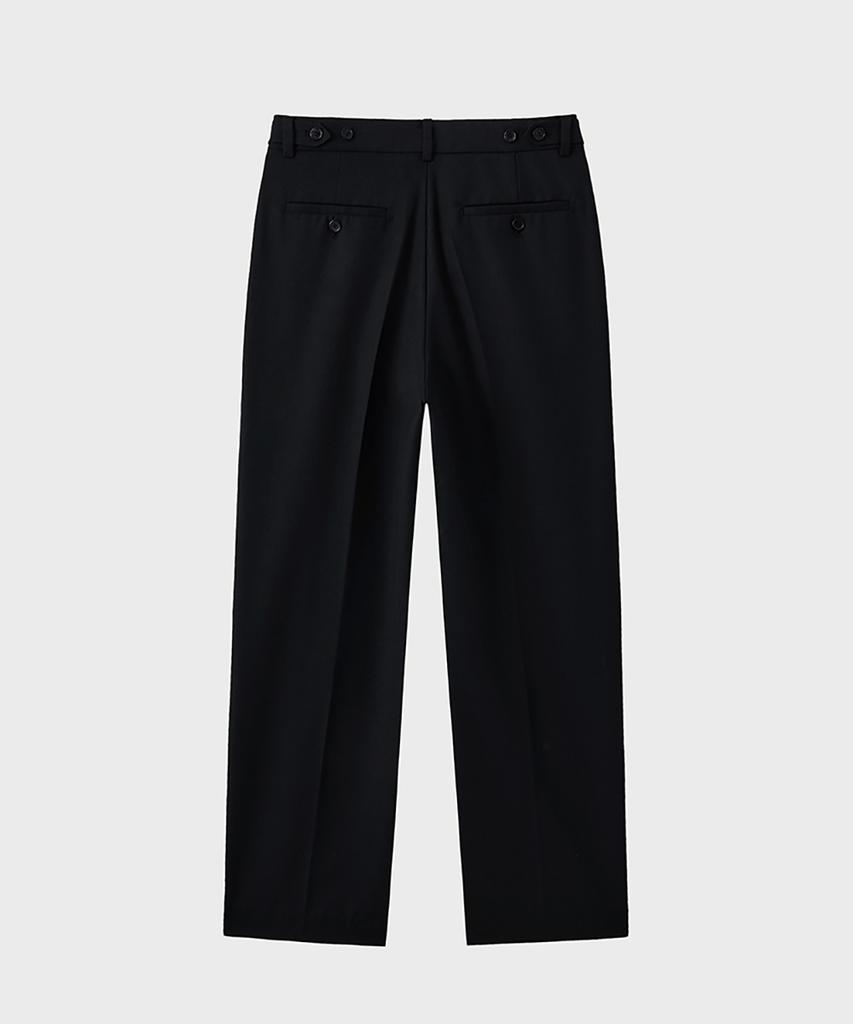 NOIRER Wool One-Tuck Relaxed Slacks (Black)