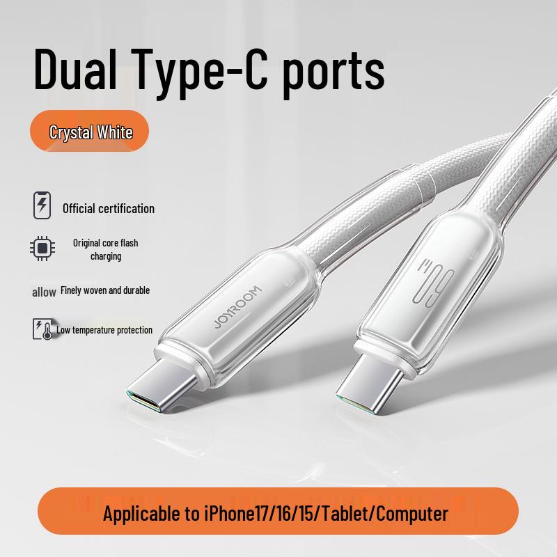 Jiletang 60W Fast Charging Crystal Clear Data Cable for iPhone 16 & Apple 15