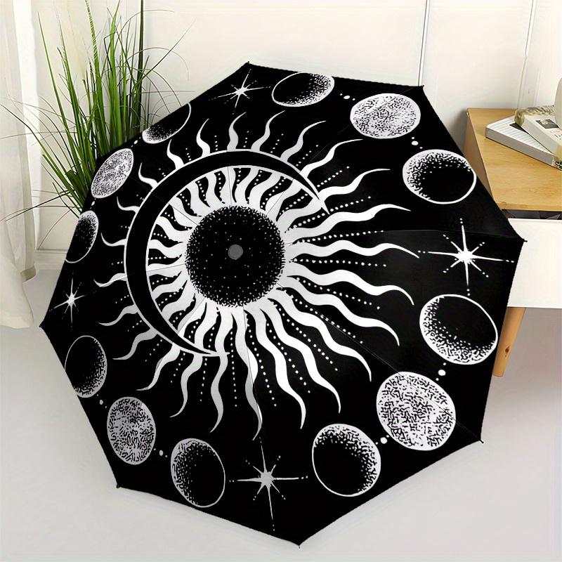 

Sun, Moon themed Eight rib Automatic Folding Umbrella Is Suitable for Both Men and Women, Making It A Perfect Christmas and Valentine s Day