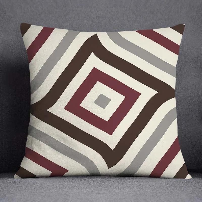 Dark Red Geometric Pattern Pillowcase Car Ornaments Office Living Room Home Pillowcase