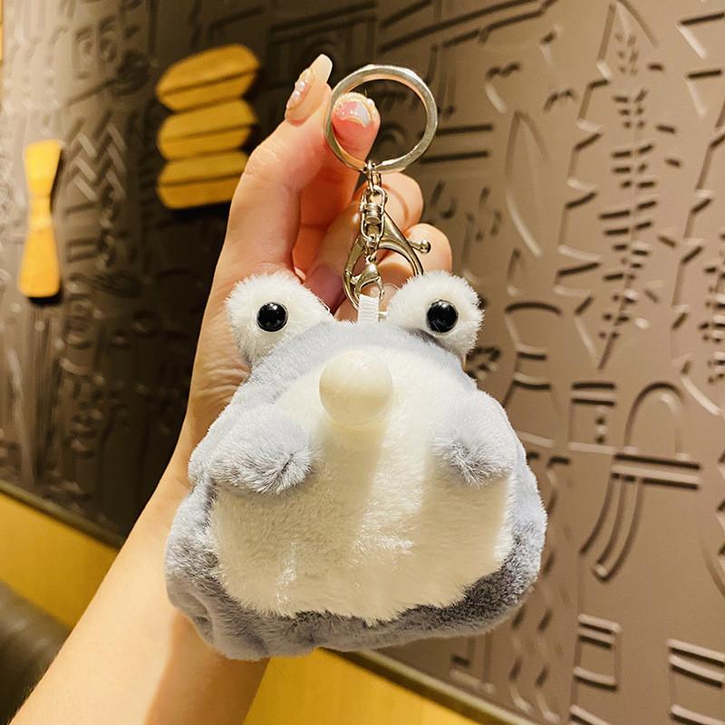 Adorable Plush Frog Keychain Cute Cartoon Bubble Blowing Bag Charm For Girls Gray Frog