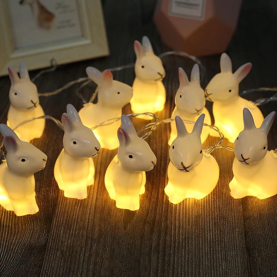 Cross-border LED Easter String Lights with Painted Eggs, Chickens & Rabbits - Indoor Decoration