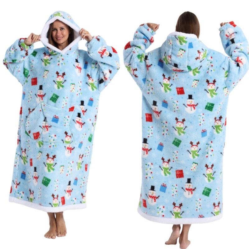 Autumn and winter sports and leisure warm TV blanket senior women's plush comfortable soft bathrobe warm fluffy robe
