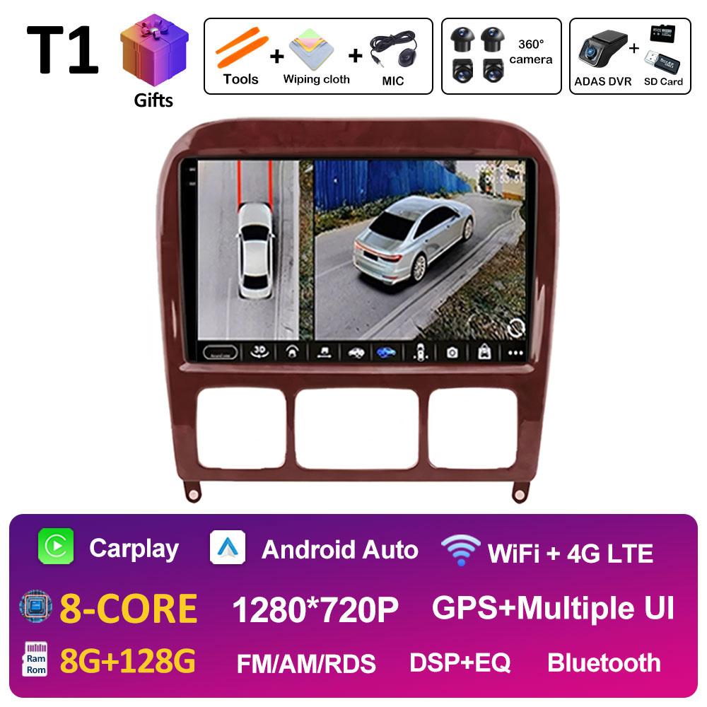 9 inch Android 14 For Mercedes Benz S Class W220 S280 S320 S350 S400 S430 S500 S600 AMG 1998 - 2002 2003 2004 2005 Head Unit BT