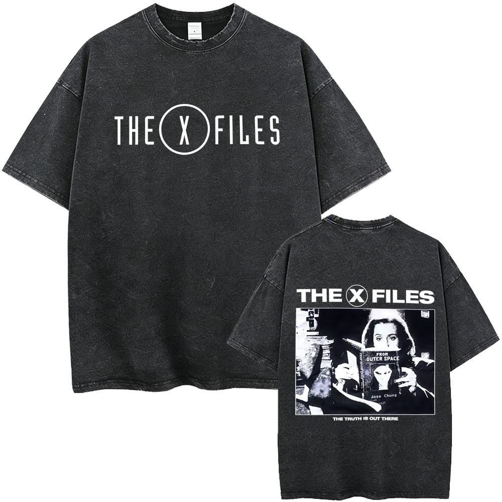 Washed Vintage Movie The X Files All The Taglines The Truth Is Out There Graphic Tshirt Mens Women Casual Cotton Retro T Shirt