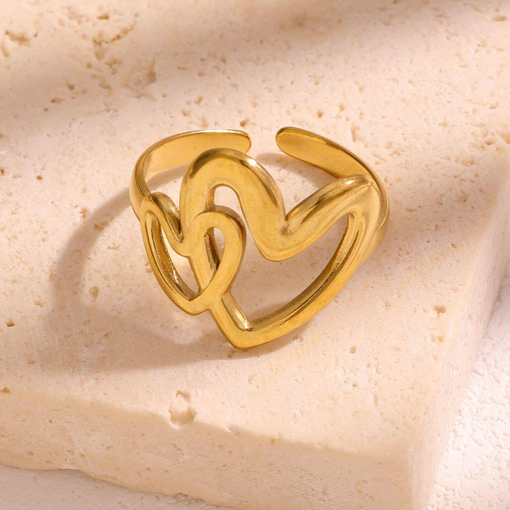 Trendy European & American Style Open Titanium Steel Ring for Women