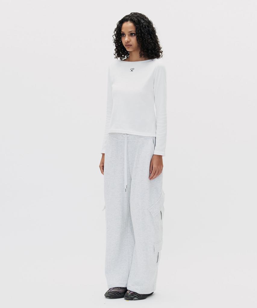 SETSETSET Boat Neck Logo T-Shirt White