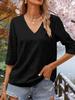 Womens V Neck T Shirt Half Sleeve Loose Fit Casual Basic Top