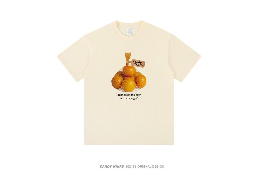 Unisex Summer Cotton T-Shirt with Fun Fruit Print - Loose, Short-Sleeved