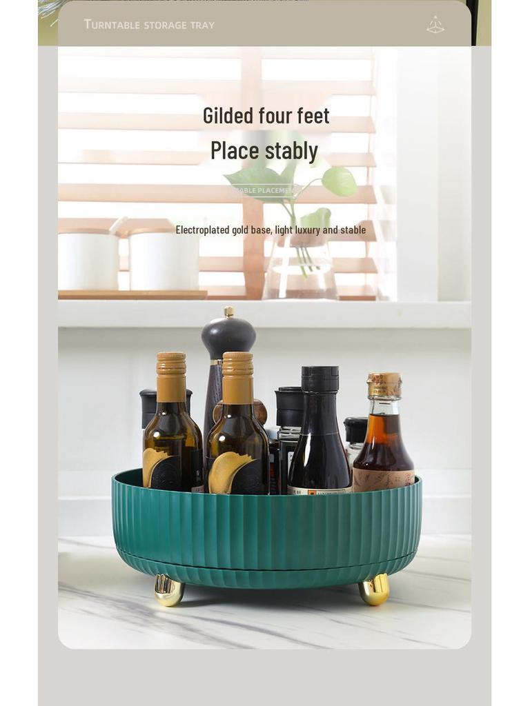 Rotating Kitchen Storage Tray for Snacks, Fruit, and Seasoning Bottles