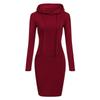 2023 Autumn/Winter Women's Solid Color Long Sleeve Hooded Mid-Length Sweatshirt Dress