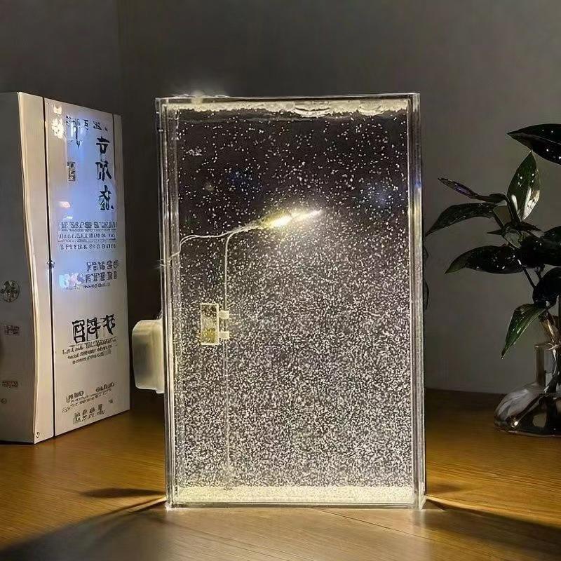 Snow Scene Street Light Snowy Night Flowing Small Night Light Snow Simulation Handmade Diy Material Package Desktop Decor
