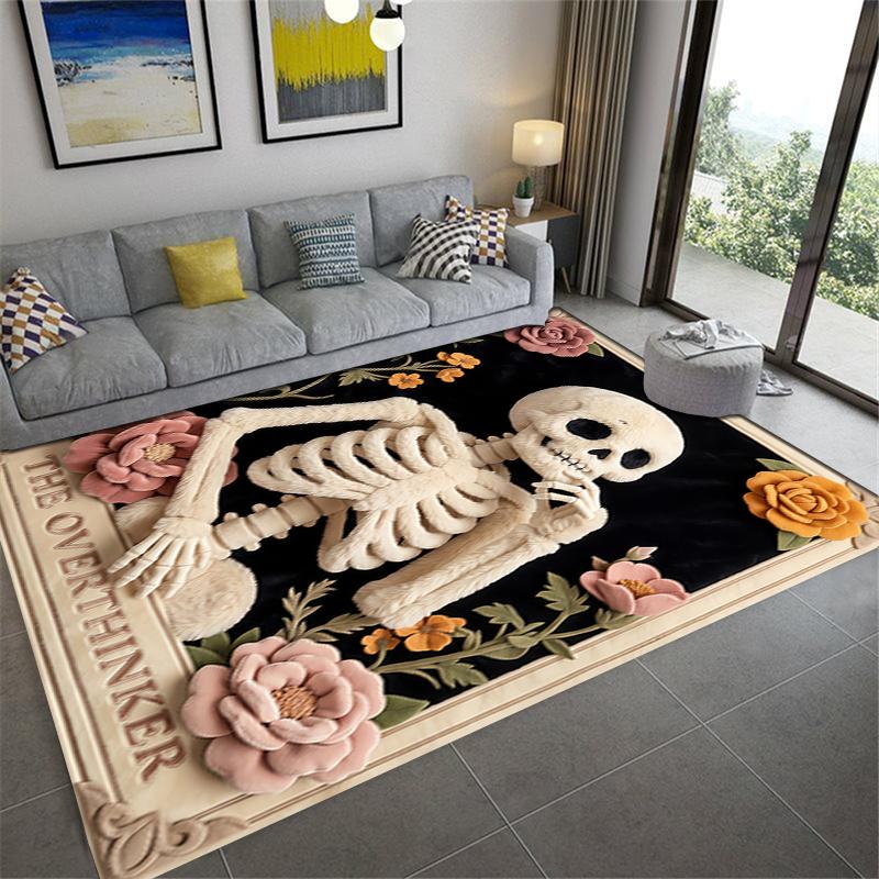 2025 Neuer Denker Totenkopf Teppich für Wohnzimmer Schlafzimmer Zuhause Sofa Dekoration, Kinder Spiel rutschfeste Fußmatte