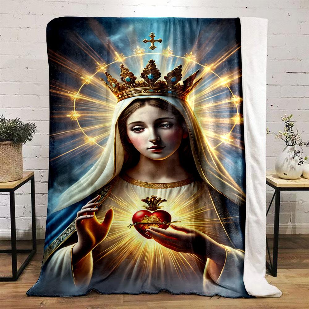 Sacred Heart Virgin Mary Blanket  Printed Blanket for Living Room Bed Couch lunch break Soft Cozy Blanket for Friend's festival Gift