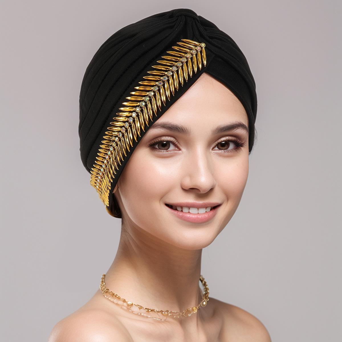 JYL TS DIY Тюрбан с блестками, боковой бриллиант, шапочка для химиотерапии, спандекс black_ пастельный серый
