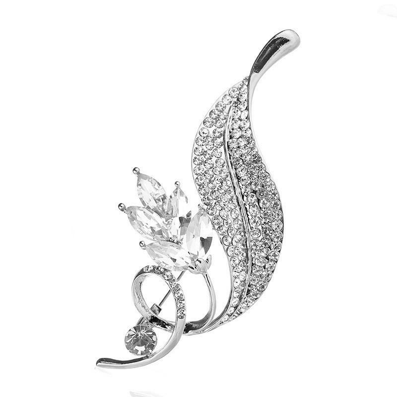 

Narcissus Brooch, Feminine Charm, Full Diamond Leaf Brooch Badge, High-end Design Pin срібний/білий