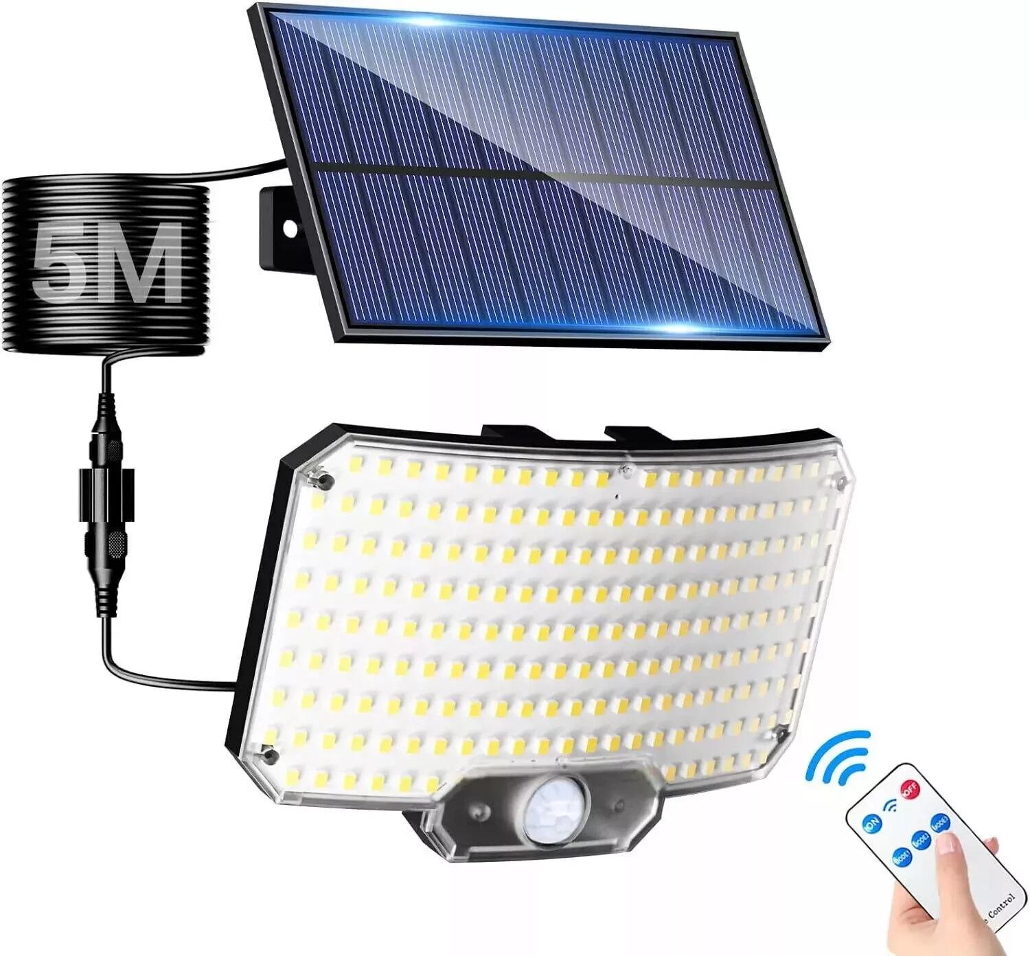 

9900000LM LED Solar Street Lights With Motion Sensor Security Flood Lamp Waterproof Split Wall Lamps For Outdoor Garden Yard білий