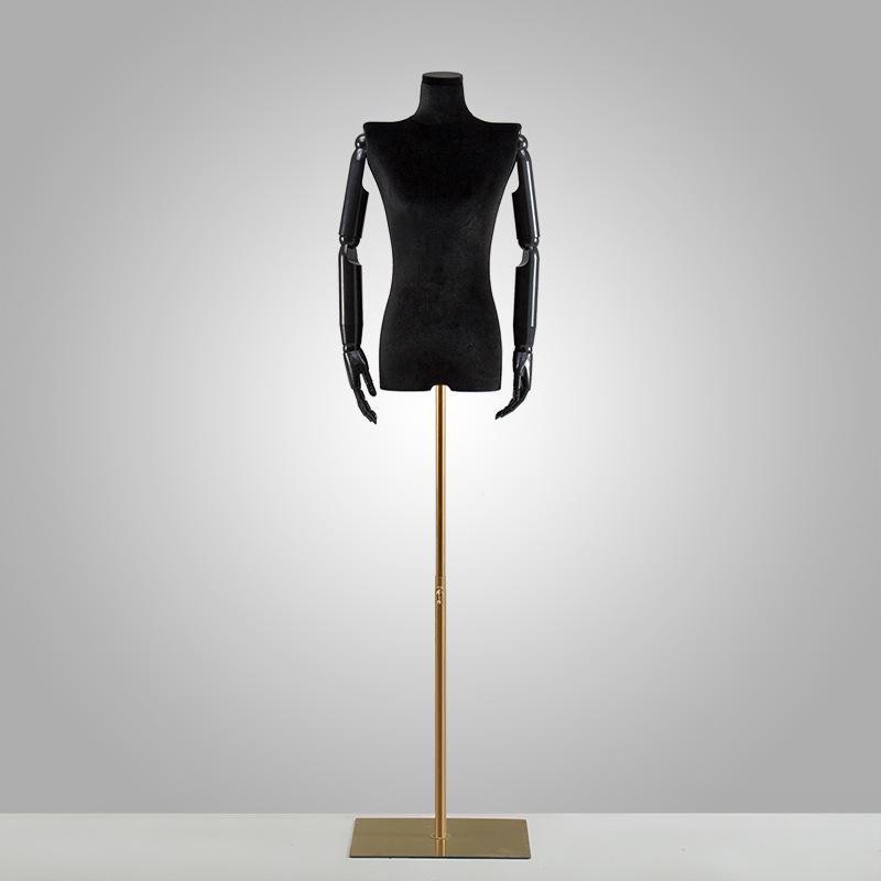 Korean Style Black Off-Shoulder Women's Half Body Mannequin with Right Angle Shoulder and Full Body Display Stand