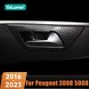 Carbon Fibre Car Inner Door Handle Bowl Protector Frame Trim For Peugeot 3008 5008 GT 2016 2017 2018