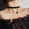 Red Heart Velvet Choker Necklace with Pendant