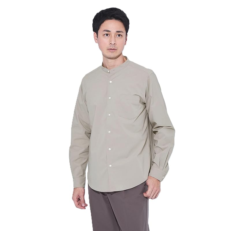 

[United Arrows green label Relaxing] WEB limited JUST fit band color long sleeve shirt -stretch- 32111863338 2370 BEIGE(23) L