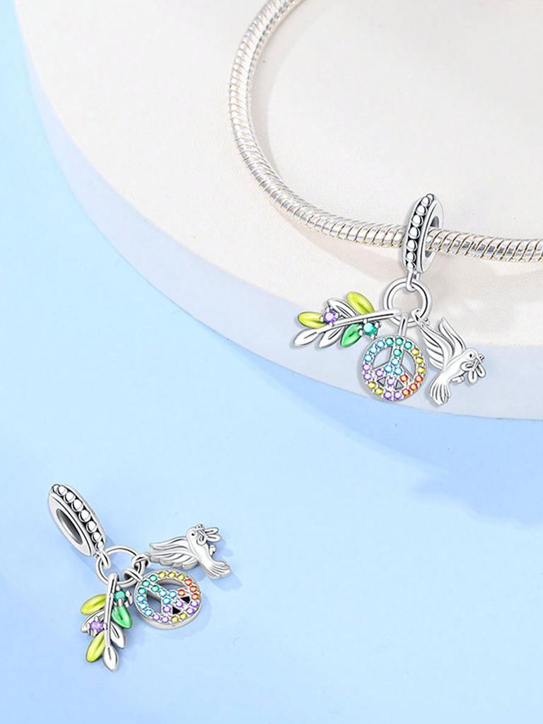 Charms Plata Peace Dove Love Rose Beads Charm Copper Plated Fit Charms Copperoriginal Bracelet For Jewelry Making Diy Charm