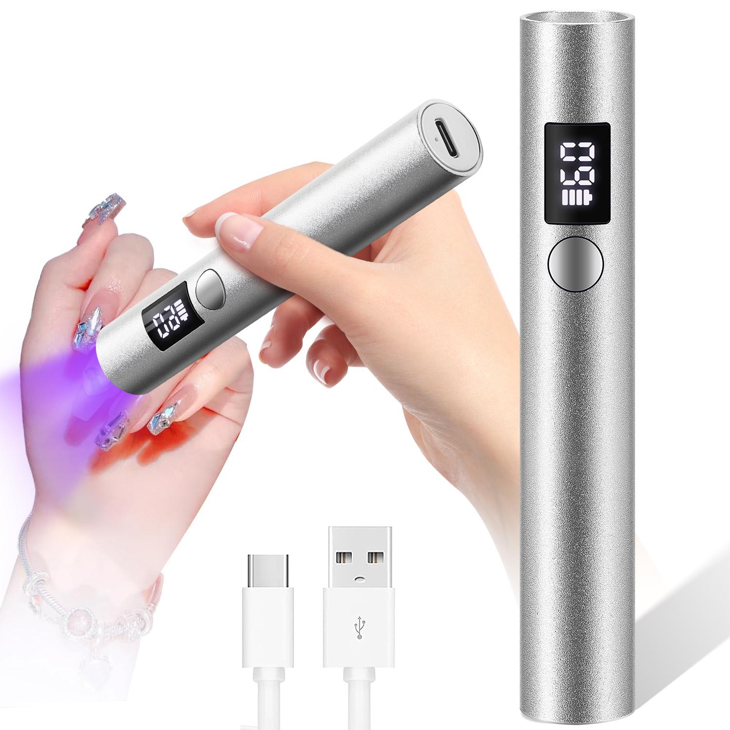

DianaBeauty Handheld Nail Lamp Portable Nail Dryer with Aluminum Bod Quick Drying Mini Manicure Lamp with Two Timer Settings USB