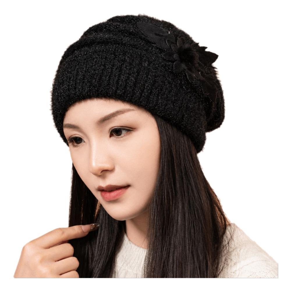 Stretch Warm Knitted Hat Thick Knit Knit Slouchy Beanie Comfy Fleece Beanie  Autumn Winter