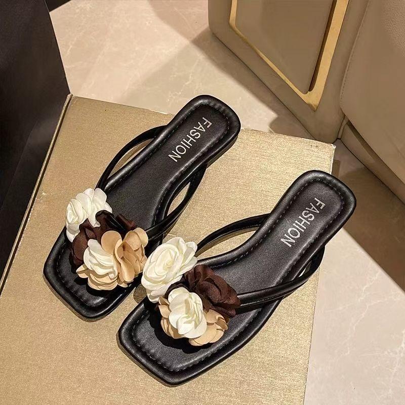 Fashion Slippers for Women Fashion Flower Decoration Women Flat Shoes Elegant Design Womens Summer Comfort Beach Sandals Sandalias Mujer