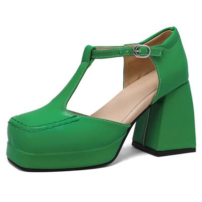 Sexy Damen Block High Heels Mary Janes Schuhe Sommer Pumps Schwarz Weiß Grün Rot Absatzschuhe Party Hochzeitsschuhe Damen Große Größe