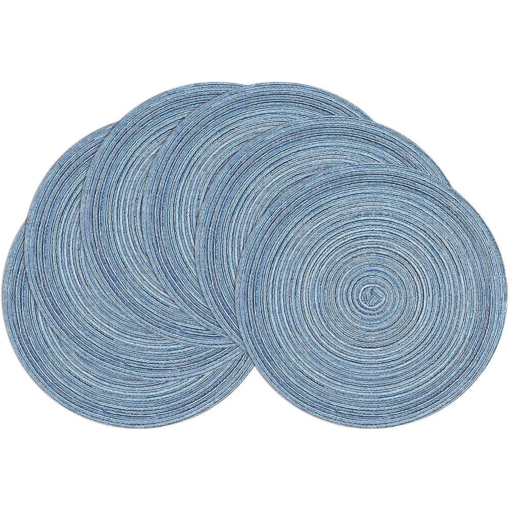 Kulaté prostírání Sada 6 kusů Bavlněný Polyester Pletené prostírání 15 palců Tepelně odolné Omyvatelné Stolní podložky pro Kuchyň Jídelnu Večírek Přírodní Stolní Dekor
