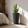 Tall Floor Standing Flower Pot for Home Decor Round with Drainage Holes, 17 Inch Stone-Look Modern Resin Textured Surface Planter, Plant Monstera