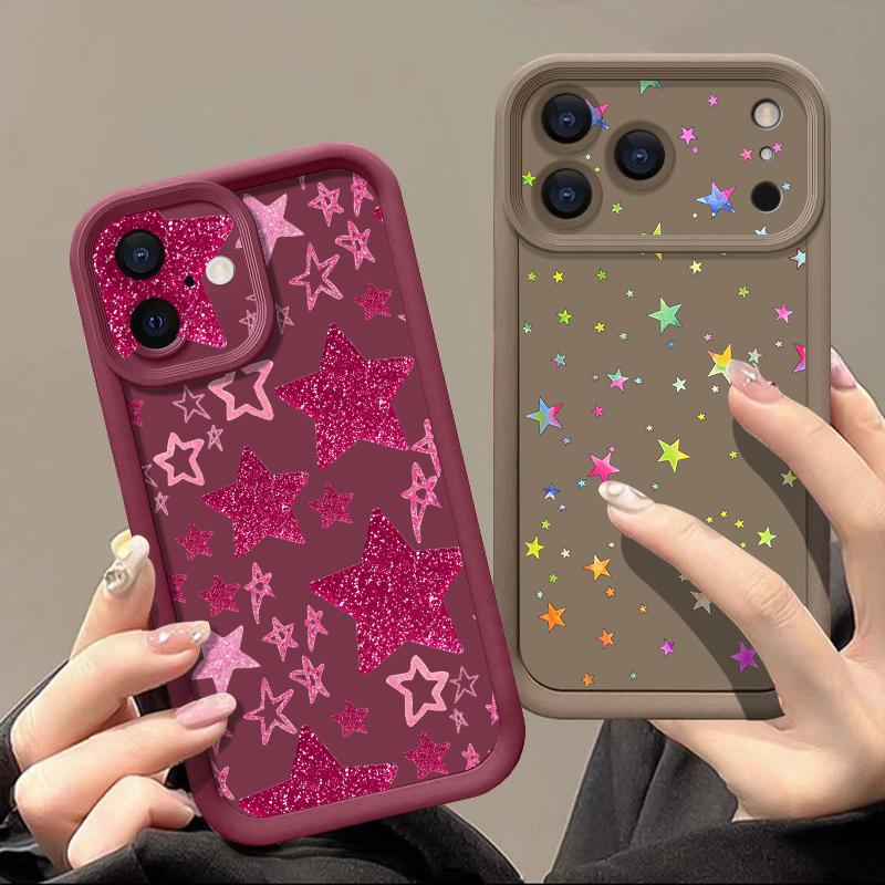 Five-pointed Star Pattern TPU Case For iPhone 17 Pro 17e 15 16 Pro Max 14 13 Pro Max 16e Shockproof Soft Silicone Phone Cover