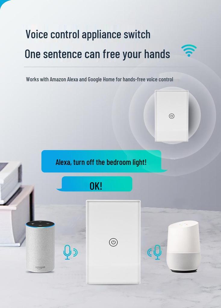 Tuya Graffiti Alexa-Enabled Smart WiFi Switch 120: US Standard Remote Touch Control Light Panel