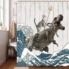 Digital Print Waterproof Cat Shower Curtain – Mildew-Proof Animal Design for Bathroom Partition