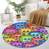 Colorful Cartoon Monsters Pattern Print round rug, living room, bedroom, playroom carpet, non slip floor mat, gift
