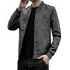 Herbst und Winter Neue Herren Slim Fit Lederjacke Baseball Kragen Dünne Fleece Jugend Motorrad Herren PU Jacke