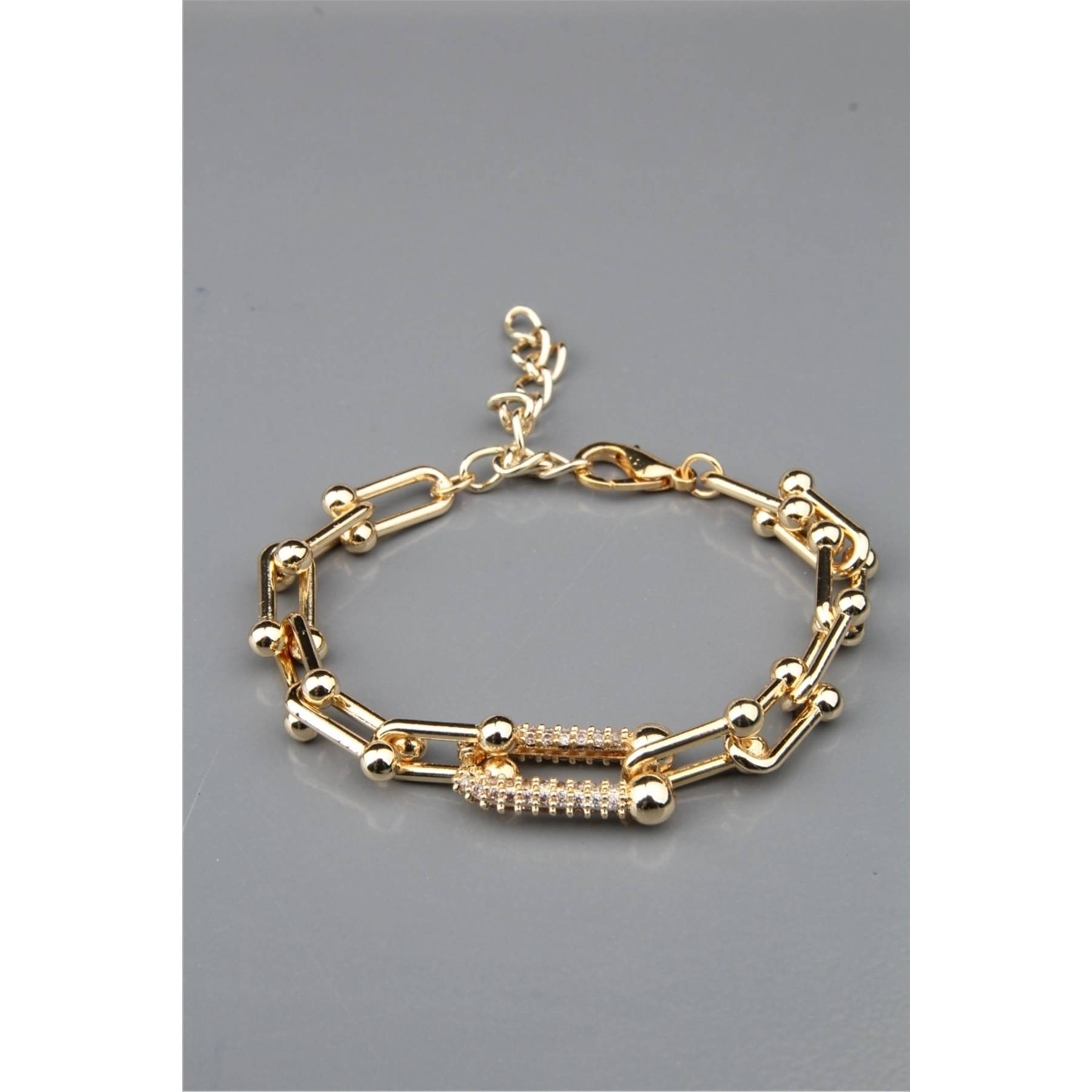 

Gold Zircon Stone Link Bracelet