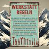 1pc Putuo Decor Vintage "German Workshop Rules" Metal Tin Sign – Rustic Farmhouse & Garage Decor | Perfect Gift for Craftsmen