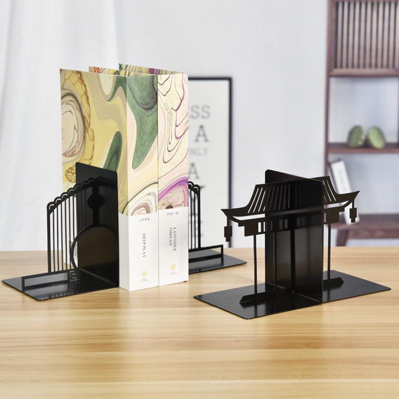 Chinese Style Metal Bookends: Creative Architectural Ornaments for Study & Office