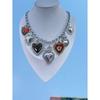 Gothic Chunky Chain Charms Flaming Heart Statement Necklace Evil Eyes Pendant Anti-silver Red Black Halloween Jewelry