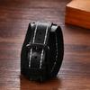 Rock Punk Armband Lederarmband Echtes Leder Breit Stilvoll Quarz Modeaccessoire Perfektes Geschenk für und Halloween Herrenuhr Analog, Wasserdicht,